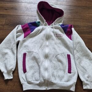 Vintage 90s Streetwear Gold Zip-Up Hoodie Jacket Lake Superior North Shore Sz M